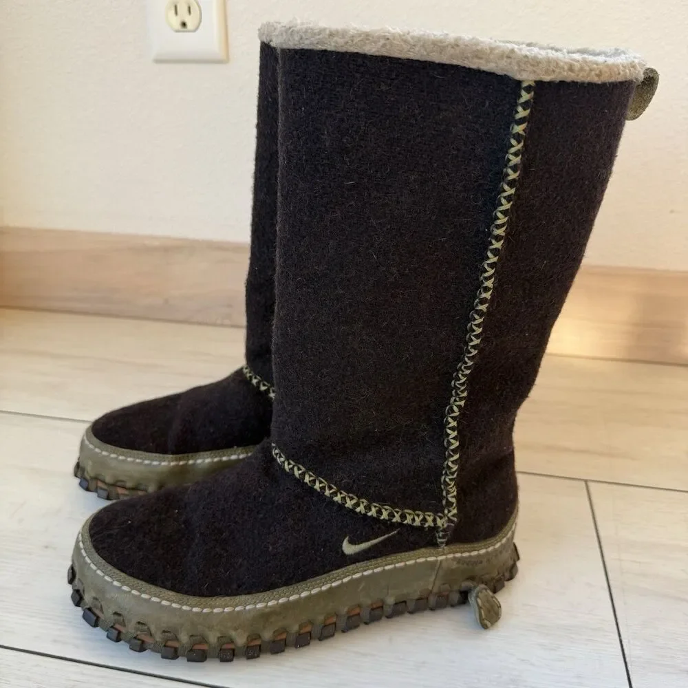 Nike ACG 2008 Womens Lined Winter Boots Valenka Wool Size 7 Brown 329979-021